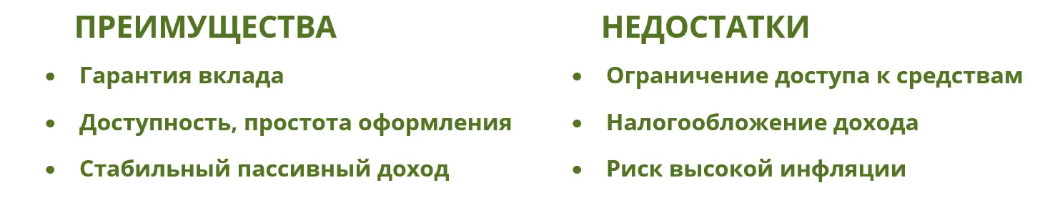 Преимущества и недостатки депозитов