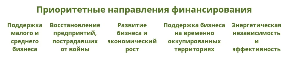 Приоритетные направления финансирования