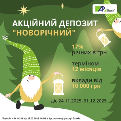 Promotional Deposit “New Year” at 17% per annum in UAH